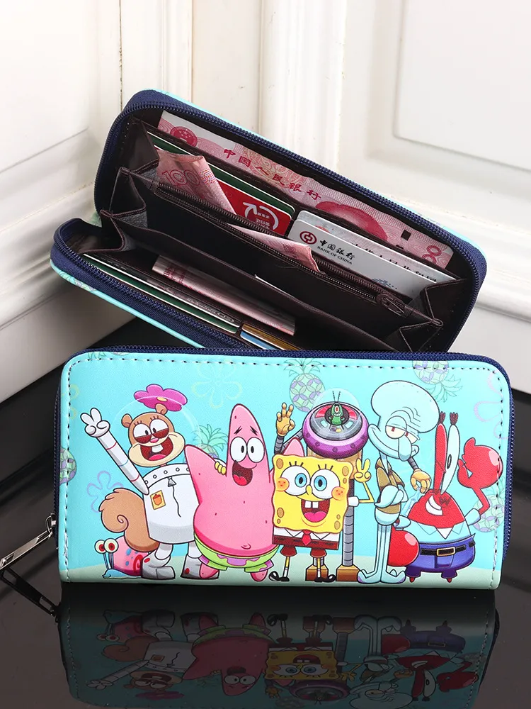 SpongeBob SquarePants & Patrick Star Long Zip-Around Wallet – Large Capacity 6D Print Coin Purse with 6 Card Slots & ID Window, Multi-Compartment Clutch for Men, Women & Kids